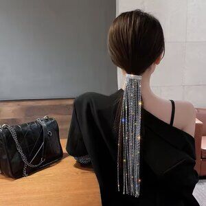 Rhinestone Hair Clip with Long Tassles